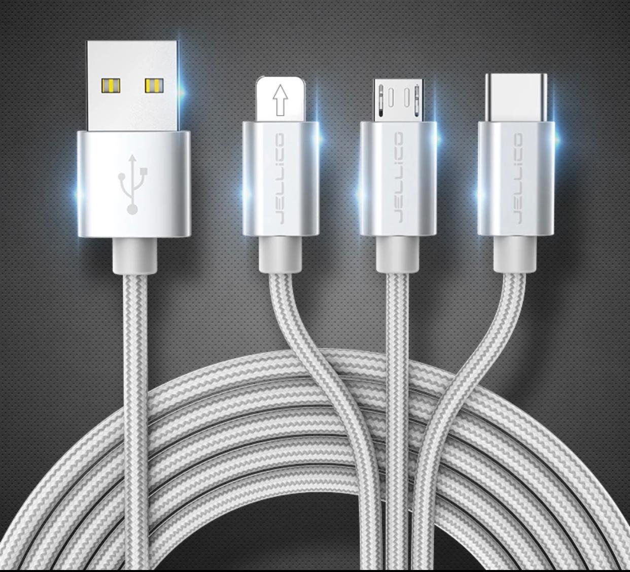 Cablu de date incarcare 3 in 1 argintiu - fast charger zr a8614
